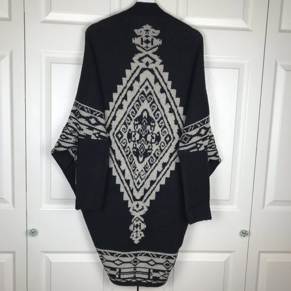 Max Sport Open Front Cardigan Sweater Black Beige - Picture 3 of 11